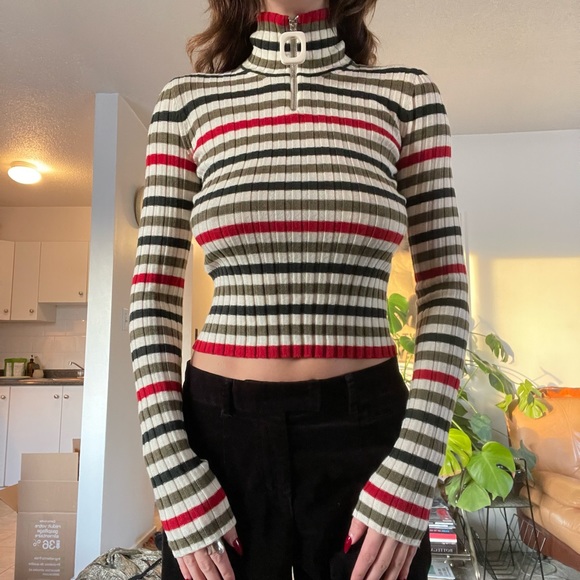 JW ANDERSON Square Zipper Puller Fitted Merino Wool Turtleneck Top XS - Picture 4 of 5